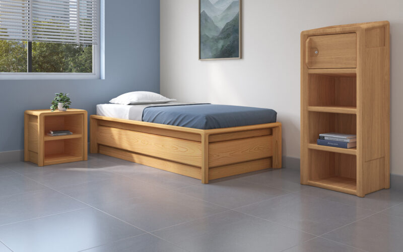 Introducing the Sequoia™ Collection: Molded Wood Grain Bed, Nightstand, & Wardrobe
